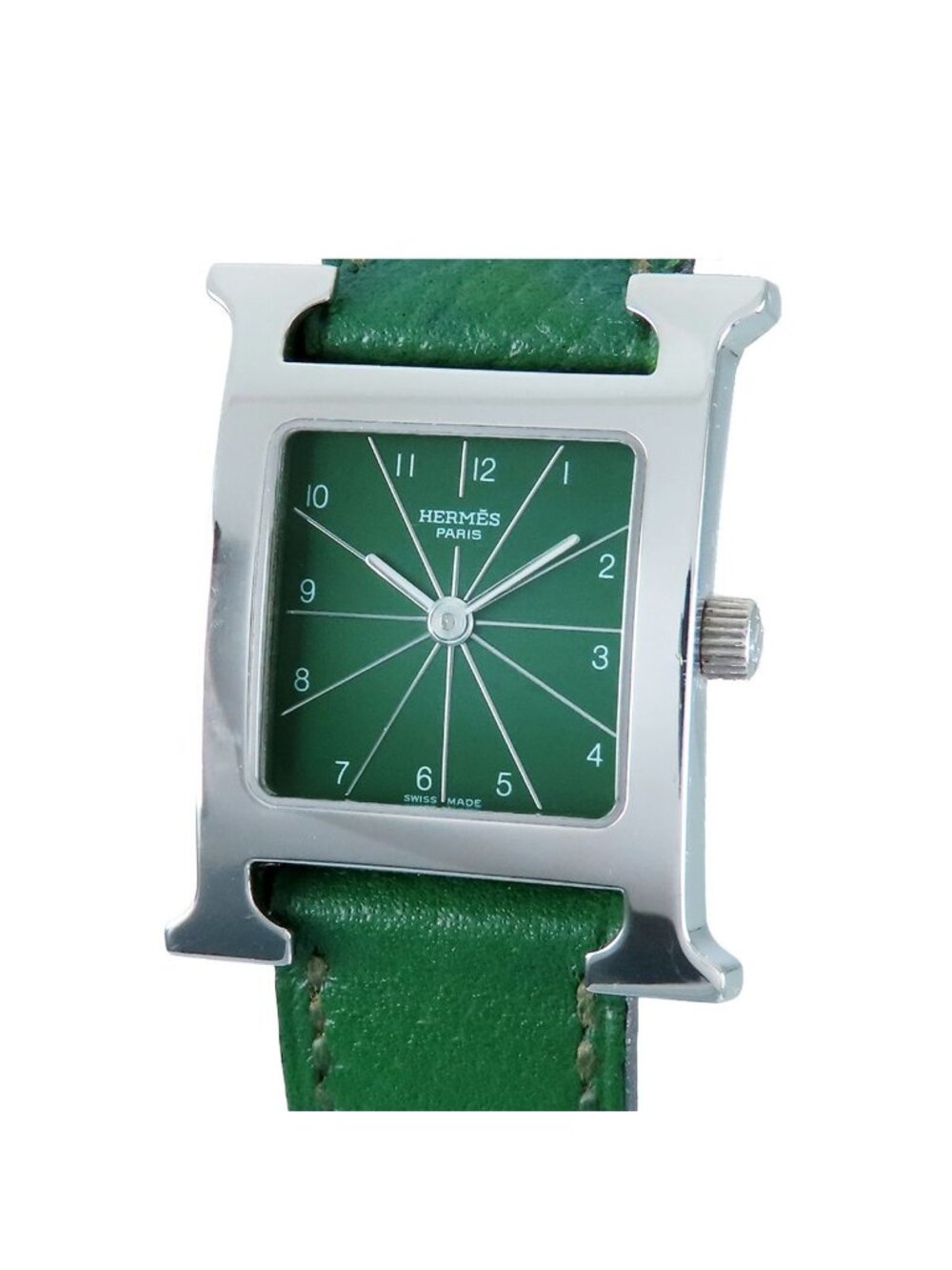 Hermes Watch Green SS Courchevel Quartz